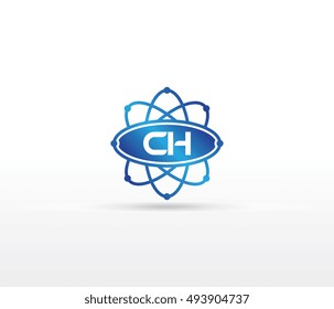 Science logo with the initials CH letter. Science logotype template design