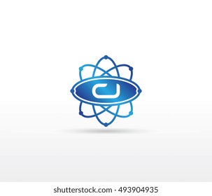 Science logo with the initials CJ letter. Science logotype template design