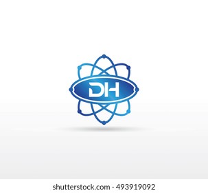 Science logo with the initials DH letter. Science logotype template design