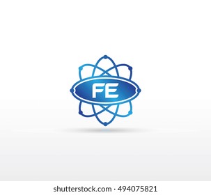 Science logo with the initials FE letter. Science logotype template design