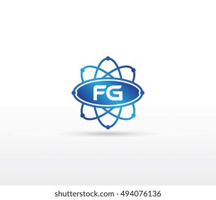 Science logo with the initials FG letter. Science logotype template design