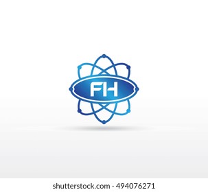 Science logo with the initials FH letter. Science logotype template design