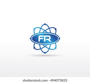 Science logo with the initials FR letter. Science logotype template design