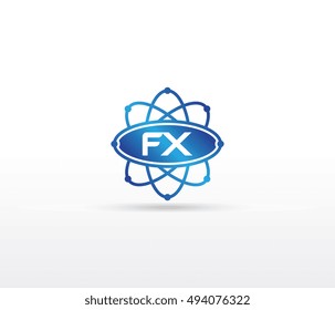 Science logo with the initials FX letter. Science logotype template design