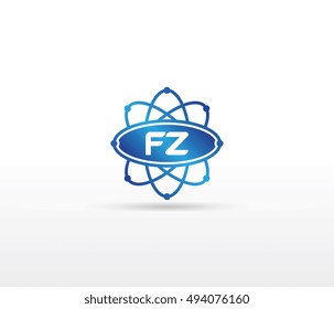 Science logo with the initials FZ letter. Science logotype template design