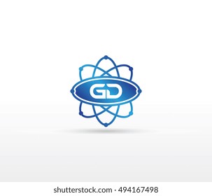 Science logo with the initials GD letter. Science logotype template design