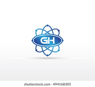 Science logo with the initials GH letter. Science logotype template design