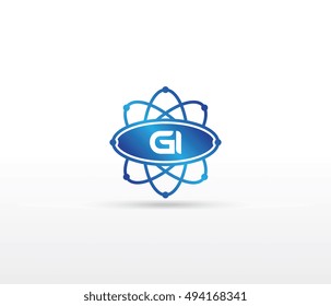 Science logo with the initials GI letter. Science logotype template design