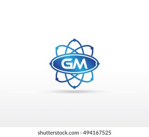 Science logo with the initials GM letter. Science logotype template design