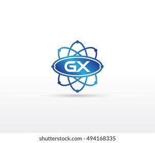 Science logo with the initials GX letter. Science logotype template design