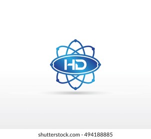 Science logo with the initials HD letter. Science logotype template design