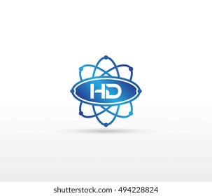 Science logo with the initials HD letter. Science logotype template design