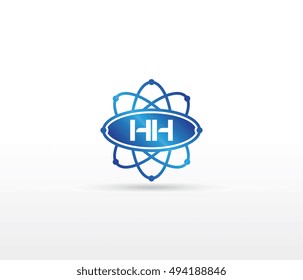 Science logo with the initials HH letter. Science logotype template design