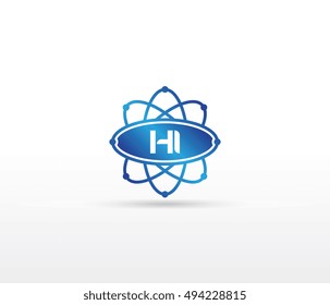 Science logo with the initials HI letter. Science logotype template design