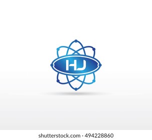 Science logo with the initials HJ letter. Science logotype template design