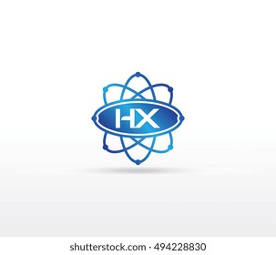 Science logo with the initials HX letter. Science logotype template design