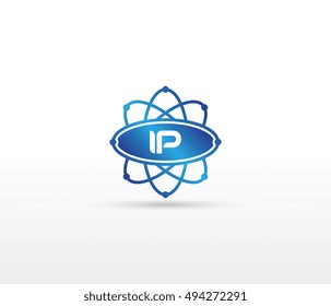 Science logo with the initials IP letter. Science logotype template design