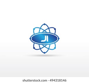 Science logo with the initials JI letter. Science logotype template design