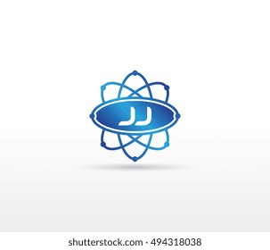 Science logo with the initials JJ letter. Science logotype template design