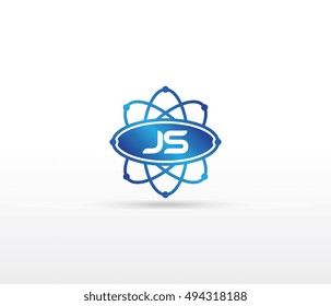 Science logo with the initials JS letter. Science logotype template design