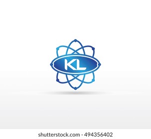 Science logo with the initials KL letter. Science logotype template design