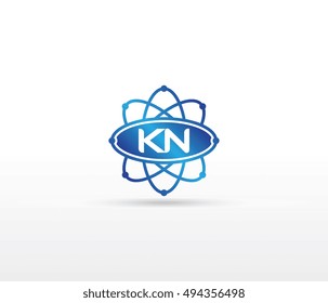 Science logo with the initials KN letter. Science logotype template design