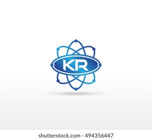 Science logo with the initials KR letter. Science logotype template design