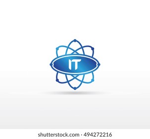 Science logo with the initials IT letter. Science logotype template design