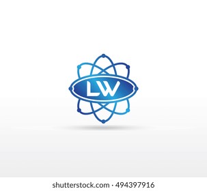 Science logo with the initials LW letter. Science logotype template design