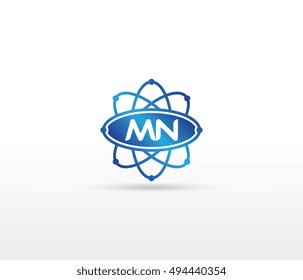 Science logo with the initials MN letter. Science logotype template design