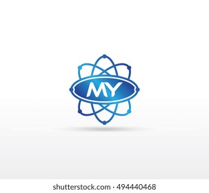 Science logo with the initials MY letter. Science logotype template design