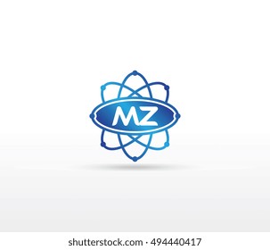 Science logo with the initials MZ letter. Science logotype template design