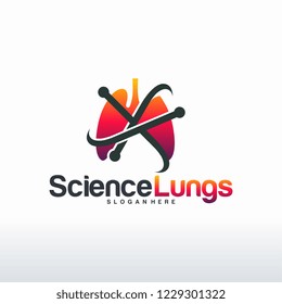 Science lungs logo designs concept vector, Lungs Shield logo template