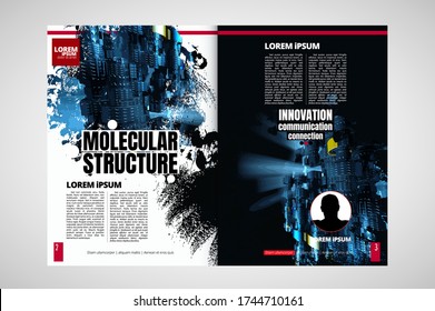 Science magazine with 3D rendering technology concept easy to editable