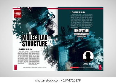 Science magazine with 3D rendering technology concept easy to editable