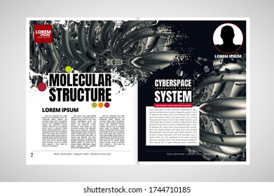 Science magazine with 3D rendering technology concept easy to editable