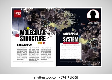 Science magazine with 3D rendering technology concept easy to editable