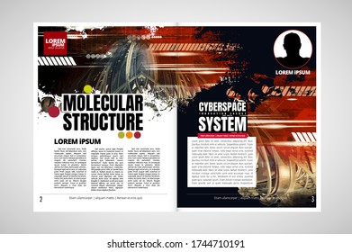 Science magazine with 3D rendering technology concept easy to editable