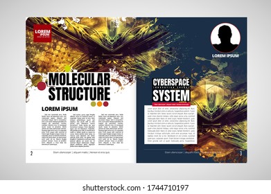 Revista científica con el concepto de tecnología de representación 3D fácil de editar