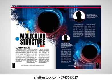 Revista científica con el concepto de tecnología de representación 3D fácil de editar