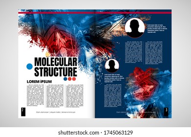 Revista científica con el concepto de tecnología de representación 3D fácil de editar