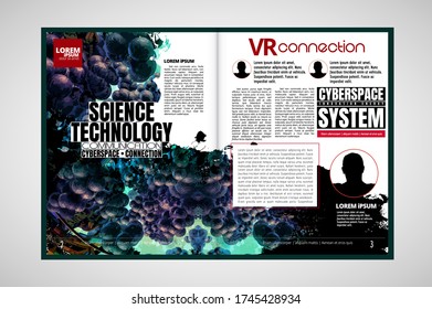 Science magazine with 3D rendering technology concept easy to editable