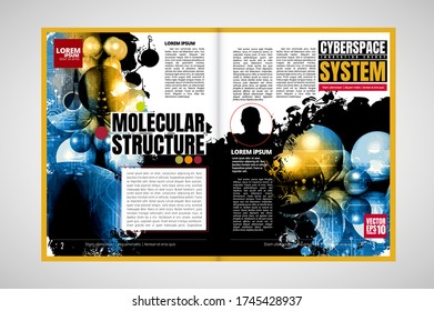 Science magazine with 3D rendering technology concept easy to editable