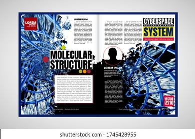 Wissenschaftsmagazin mit 3D-Rendering-Technologiekonzept leicht zu bearbeiten