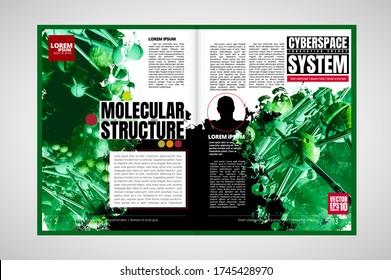 Science magazine with 3D rendering technology concept easy to editable