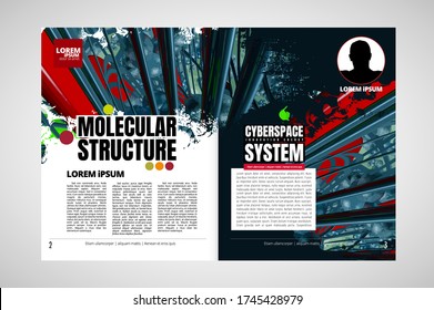 Revista científica con el concepto de tecnología de representación 3D fácil de editar