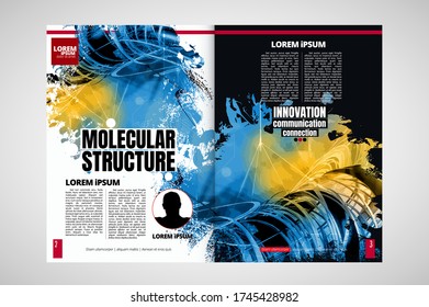 Science magazine with 3D rendering technology concept easy to editable