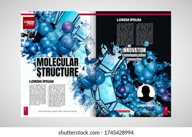 Science magazine with 3D rendering technology concept easy to editable