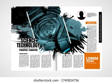 Revista científica con el concepto de tecnología de representación 3D fácil de editar