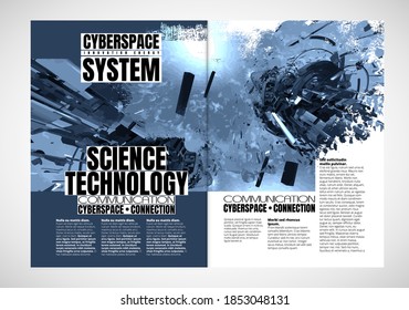 Science magazine with 3D rendering technology concept easy to editable